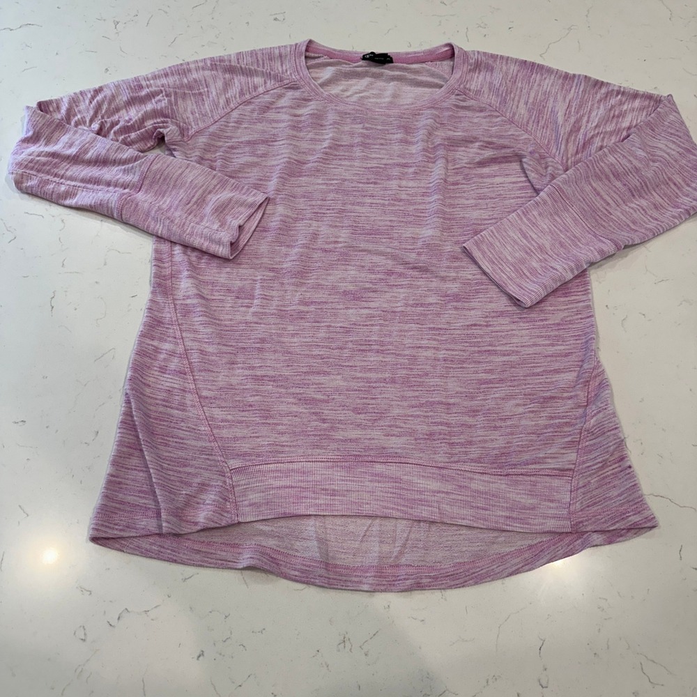 Champion Elite Womens Purple Space Dye Long Sleeve Crew Neck Top Large 1142524